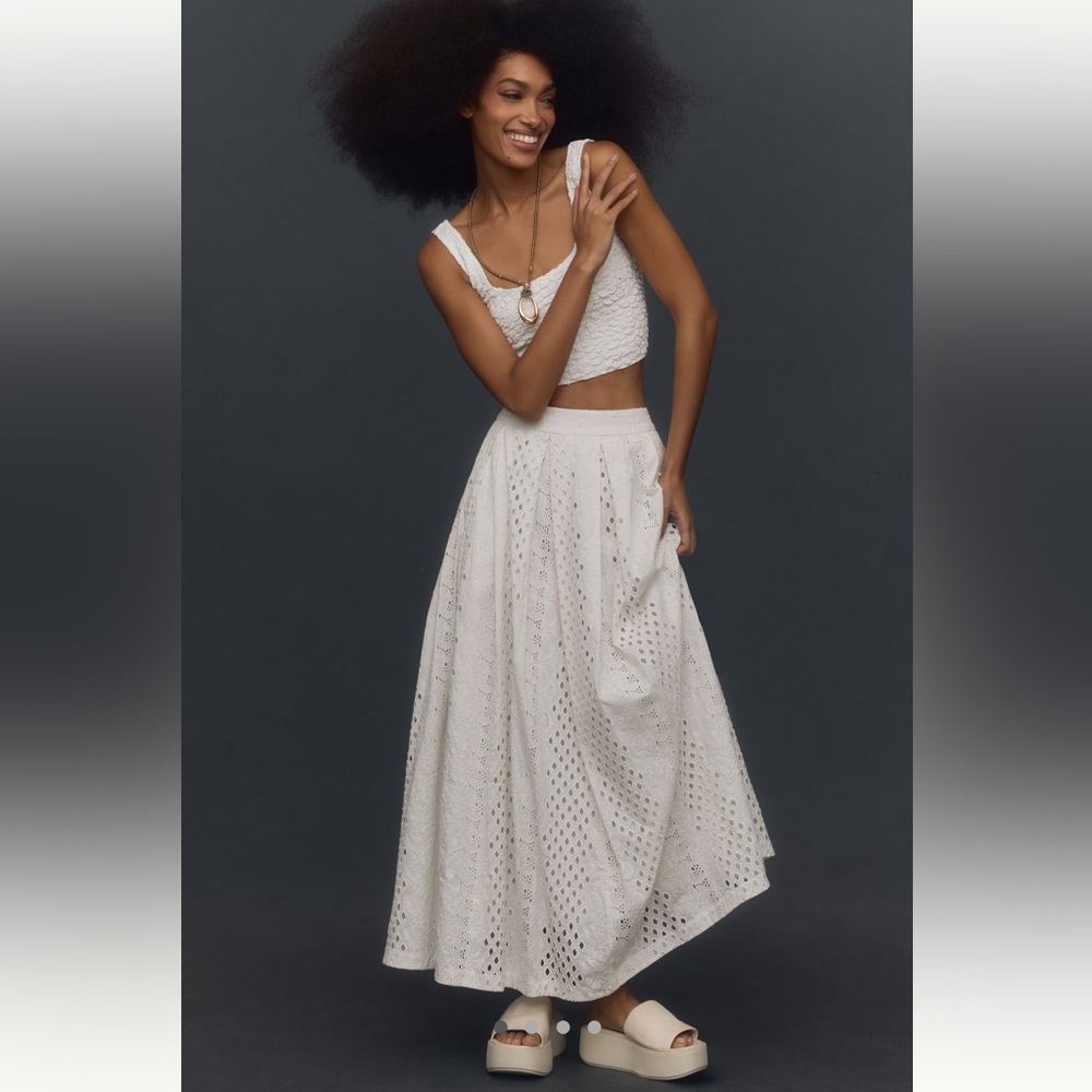 Anthropologie eyelet maxi skirt